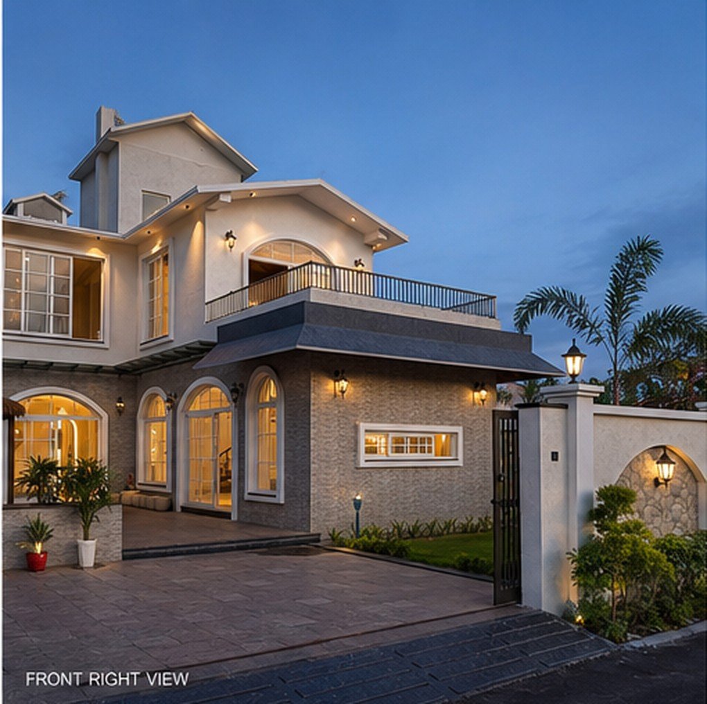Front right villa view